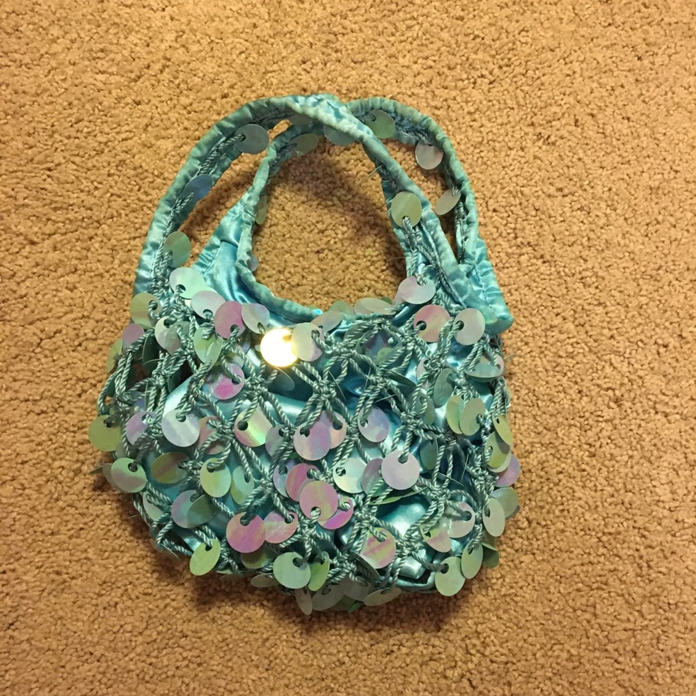 Girls blue sequin purse